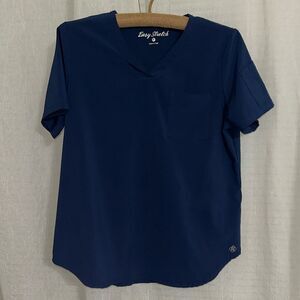 Easy Stretch M Navy V-Neck Short Sleeve Scrub Top